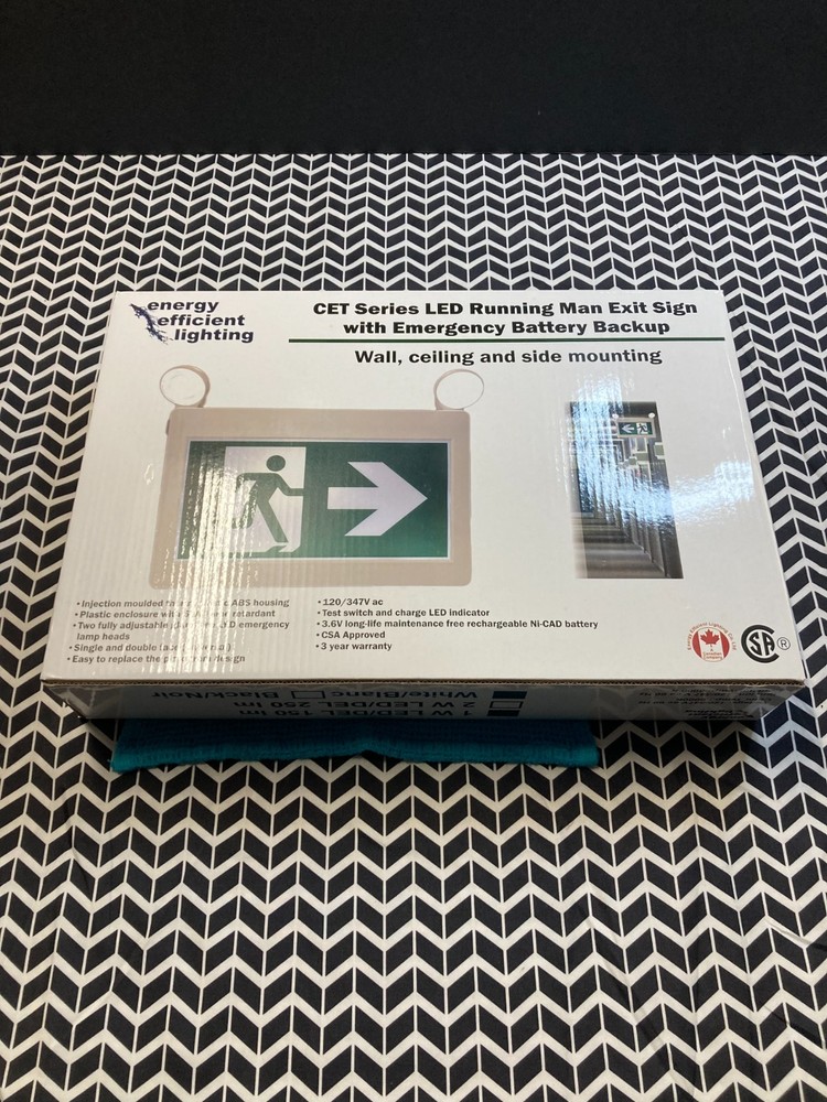 Exit sign led green running man with lights