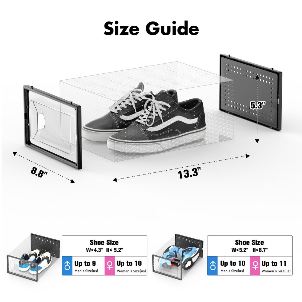 Shoe Storage , 15 Pack Clear Plastic Stackable Shoe Organizer for Closet, Int...