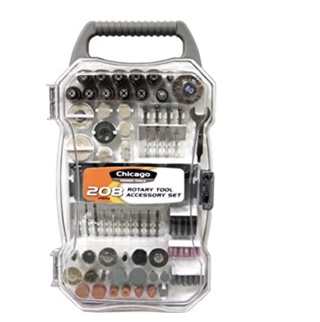 Chicago Power Tools 208-Piece Rotary Tool Accessory Set