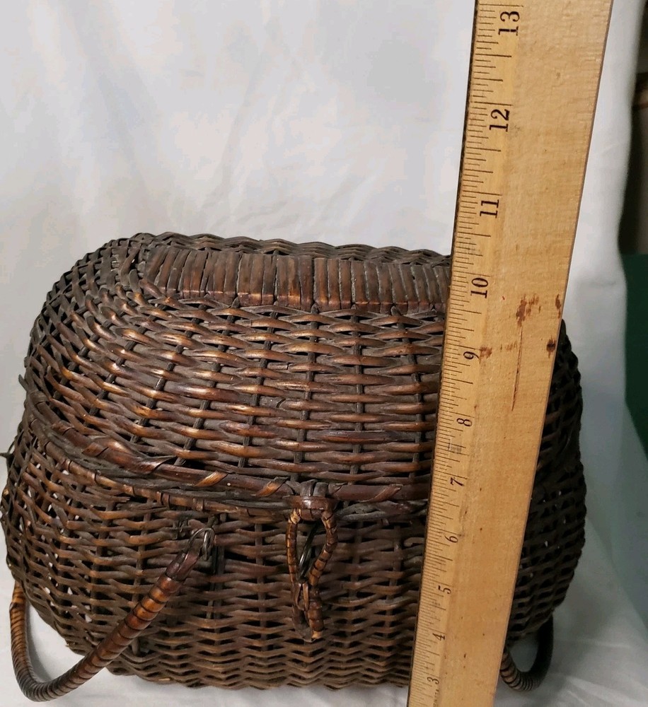 Amish Kavli sket Basket Double Handle Wicker Woven Storage