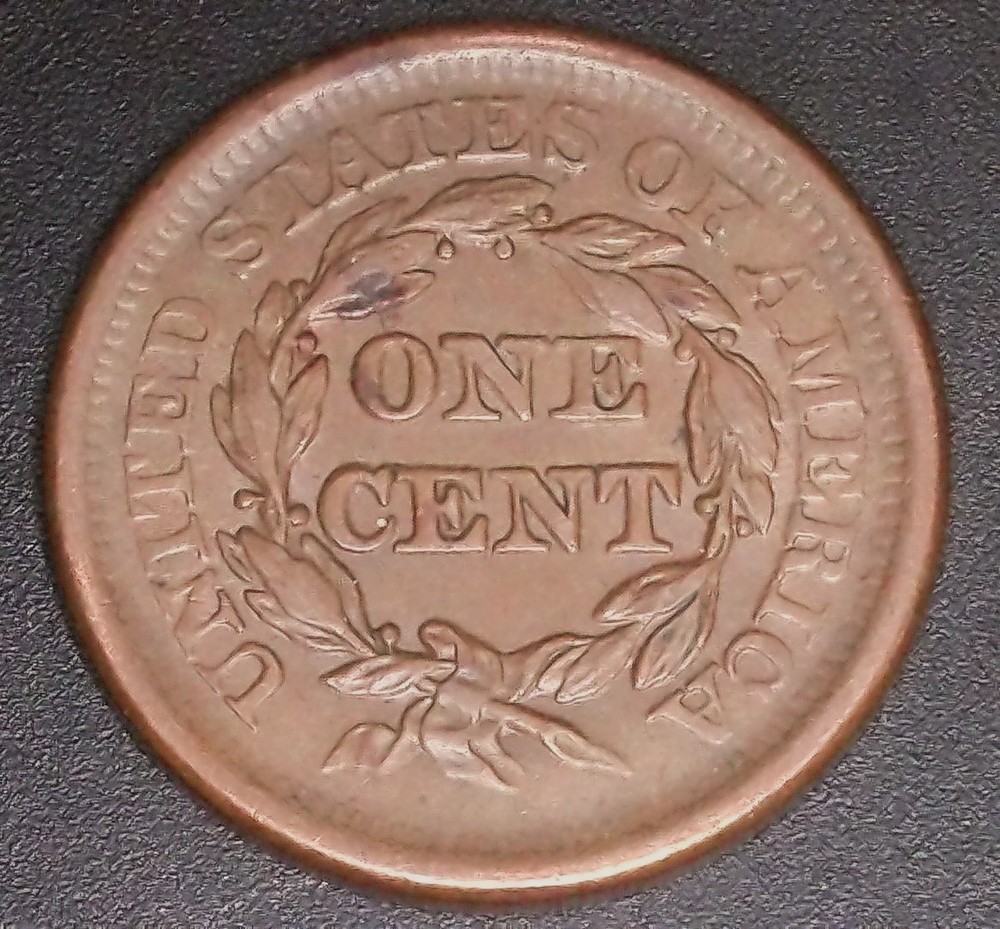 1851 Choice AU Large Cent Chocolate Brown