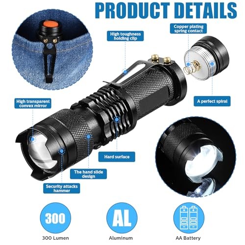 20 Pieces LED Flashlight Mini 3 Mode Tactical Torch Small Water Black