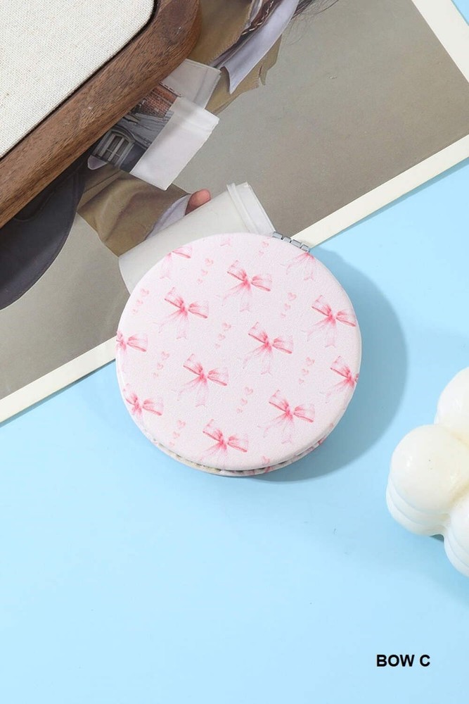Bow Design Double Sided Folding Mini Hand Mirror