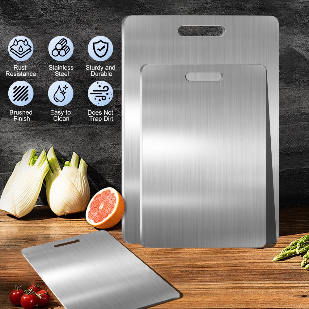 3 Pack Stainless Cutting Board 100% Pure Non-Stick Double-Sided for Kitchen