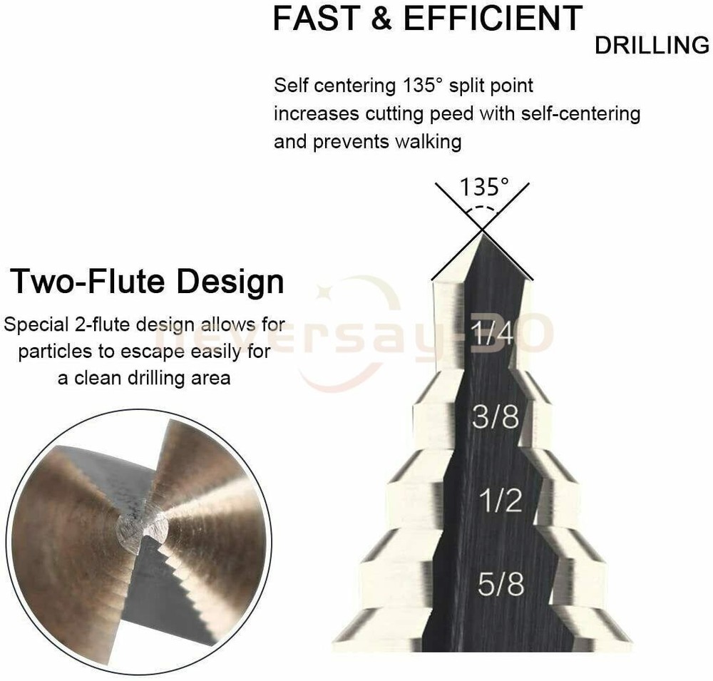 HSS 6PCS Titanium Step Drill Bit Set W Automatic High Speed Steels