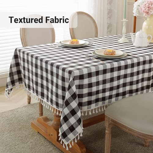Checkered Tablecloth Rectangle Washable 70" x 55" (Rectangular) Black