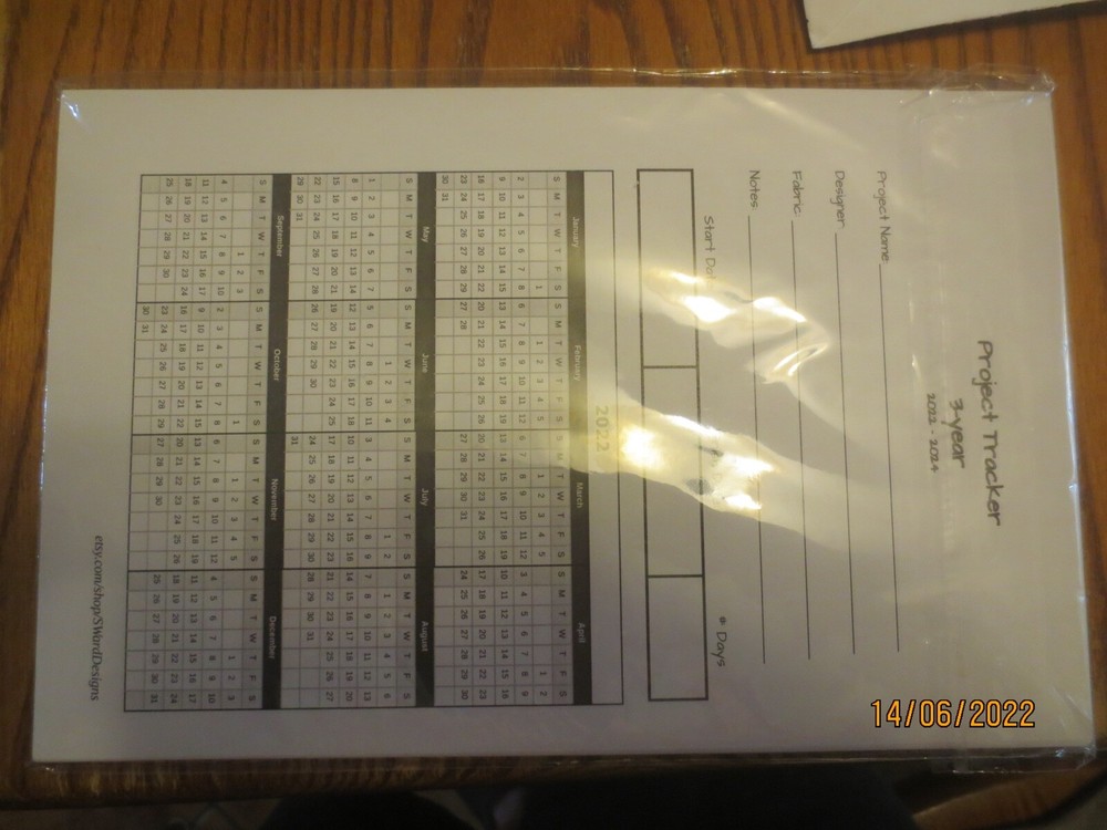 Needlework Project Journal Tracker 3 years 2022-2024 maybe 24 sheets?