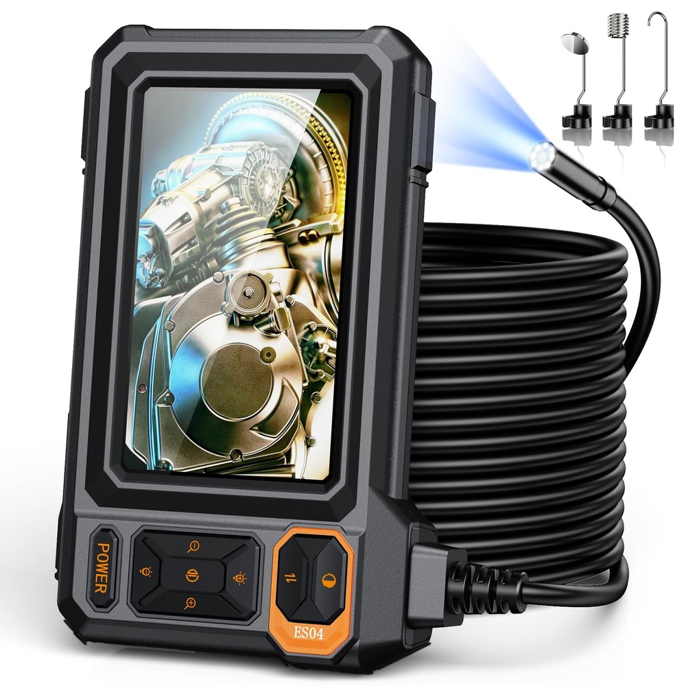 Endoscope Borescope Camera with Light, 4.3" IPS 1920P HD Inspection Camera, 5...