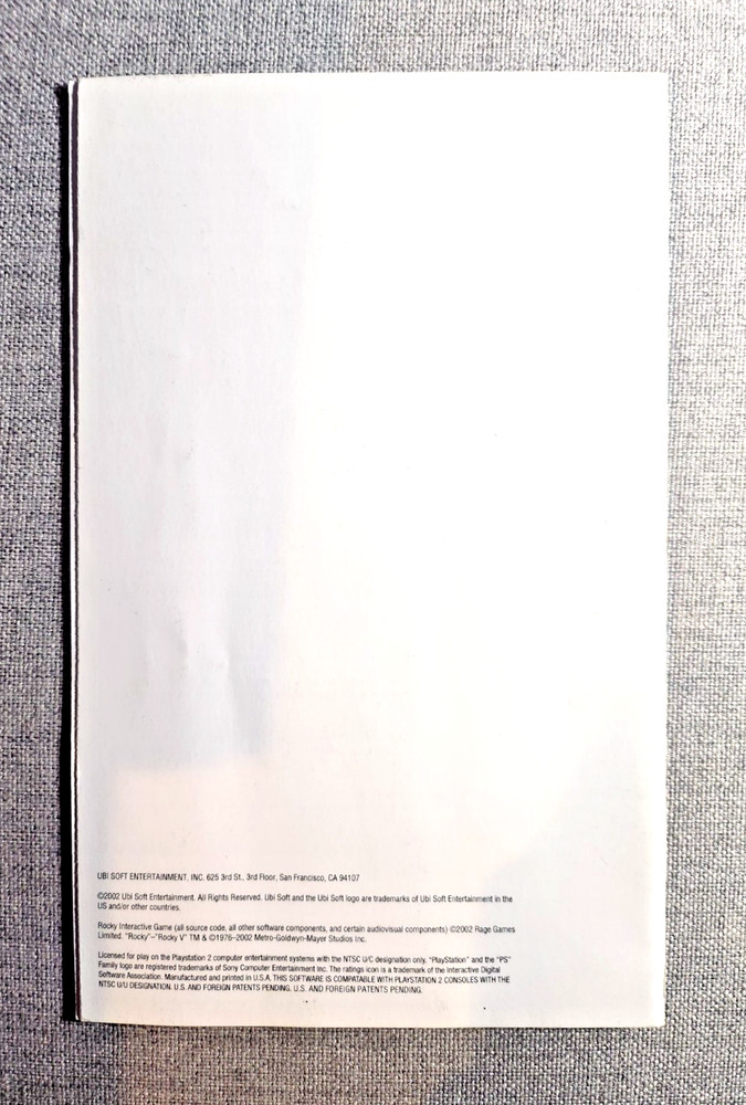 ROCKY Instruction Manual Only - PlayStation 2