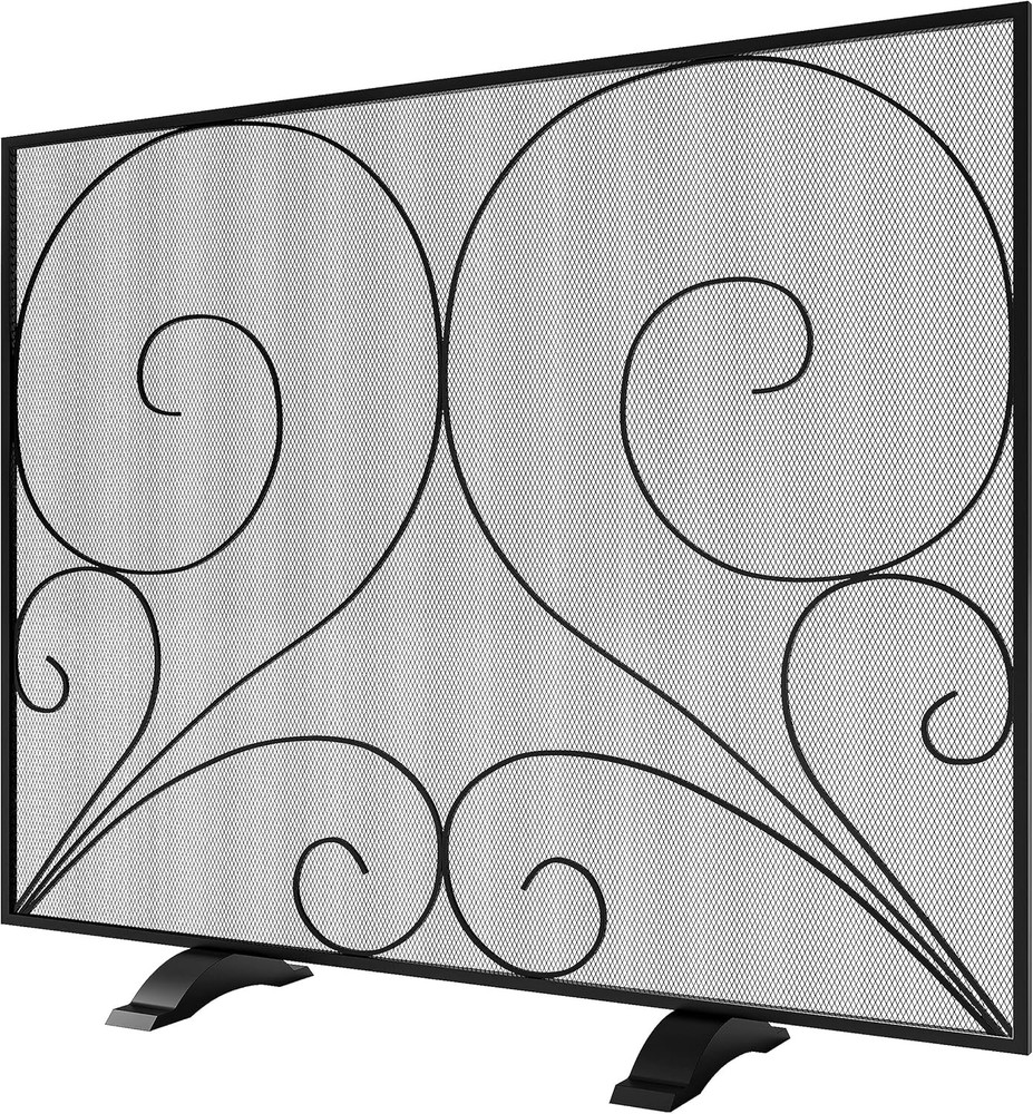 Fire Beauty Single Panel Fireplace Screen Wrought Iron Mesh, Handcrafted