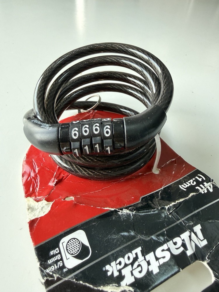 Master Lock 8143D Combination Cable Lock – 4ft Black – NEW