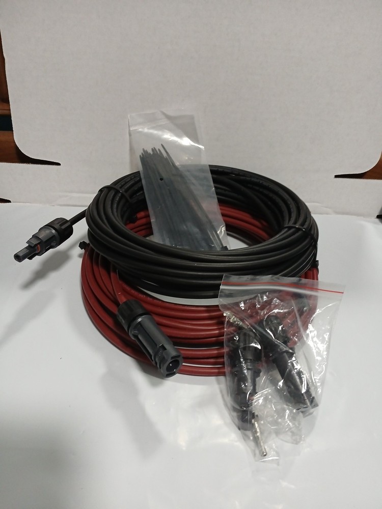 1 Pair 40ft 12AWG Black+Red Solar Panel Extension Cable Wire Connector