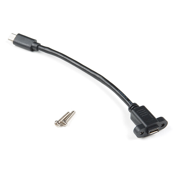 [ SparkFun CAB-15464 ] Panel Mount USB Micro-B Extension Cable - 6"