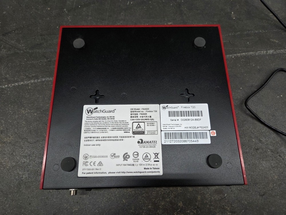WatchGuard Firebox FS2AE5 Firewall T20 With Power Adapter UNTESTED