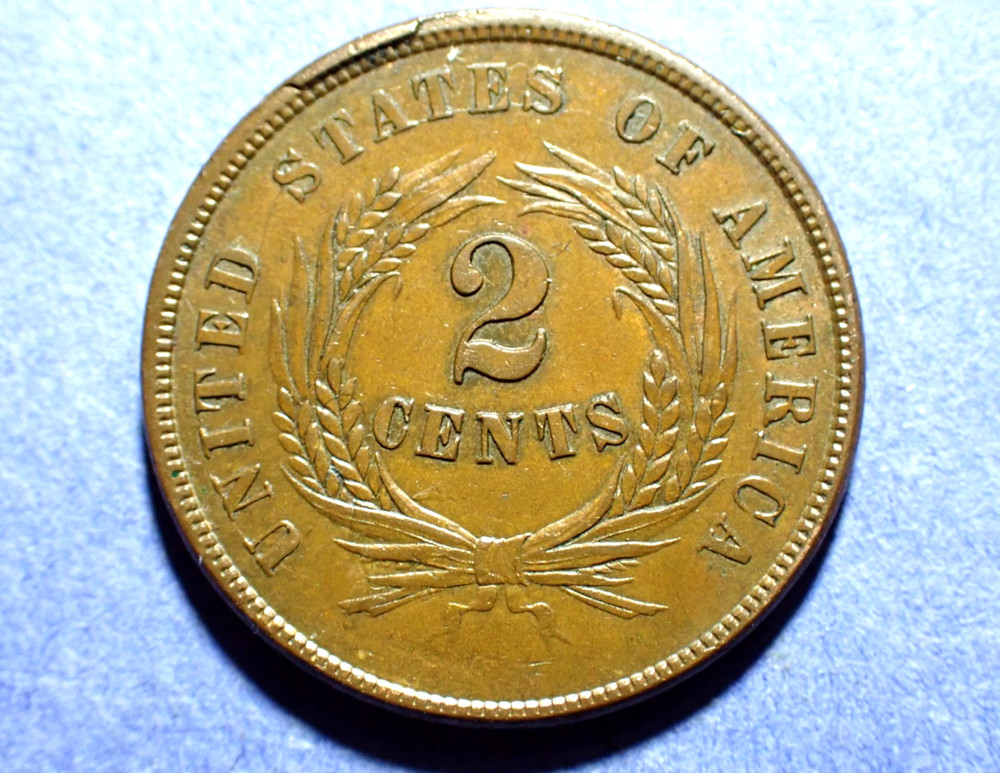 1864 Large Motto Two Cent Borderline Uncirculated