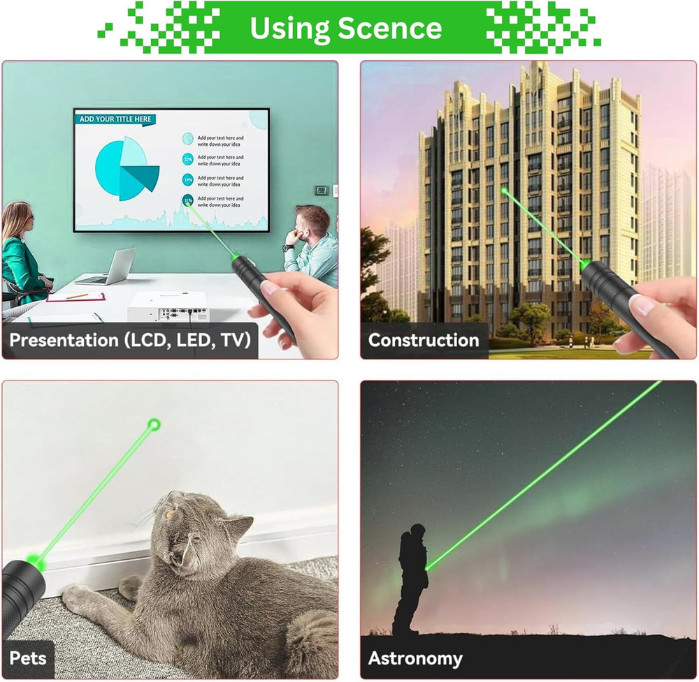 Green USB Rechargeable Presentation Pointer – Perfect for Presentations, Classro