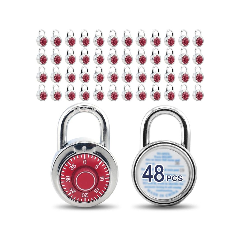 Standard Dial Combination Lock, 2 in. Wide, with Different Combinations, Red ...