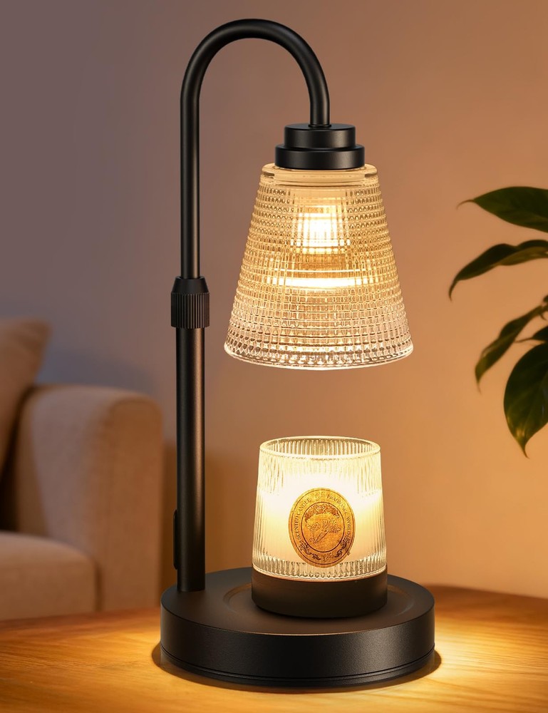 Candle Warmer Lamp with Timer Dimmable, Adjustable Height Wax Melts Black