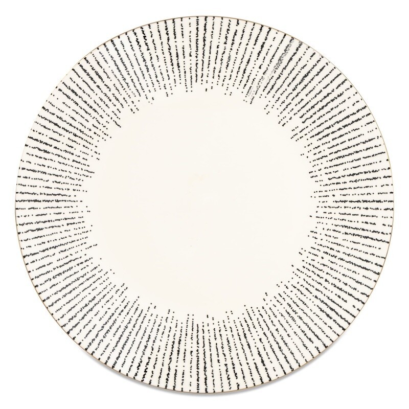 2 Pack Stoneware Dinner Plates Unique Pattern Functional Main Course & Salads US