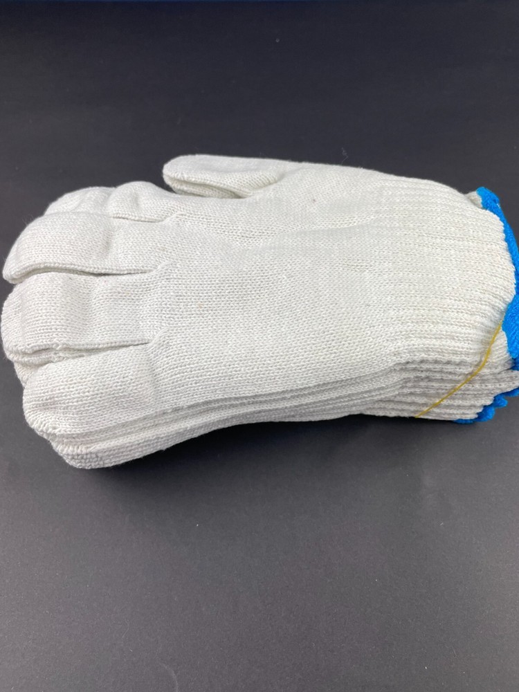 12 Pack Natural White String Grip Knit Cotton Work Gloves, XS/Small/Medium/Large