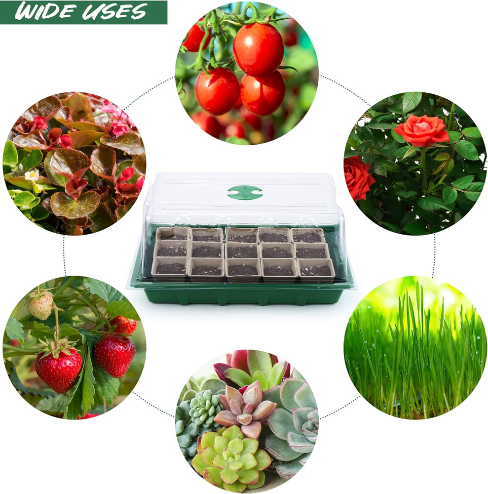 4 Pack Seed Starter Tray Set Plants Growing Trays Peat Pots