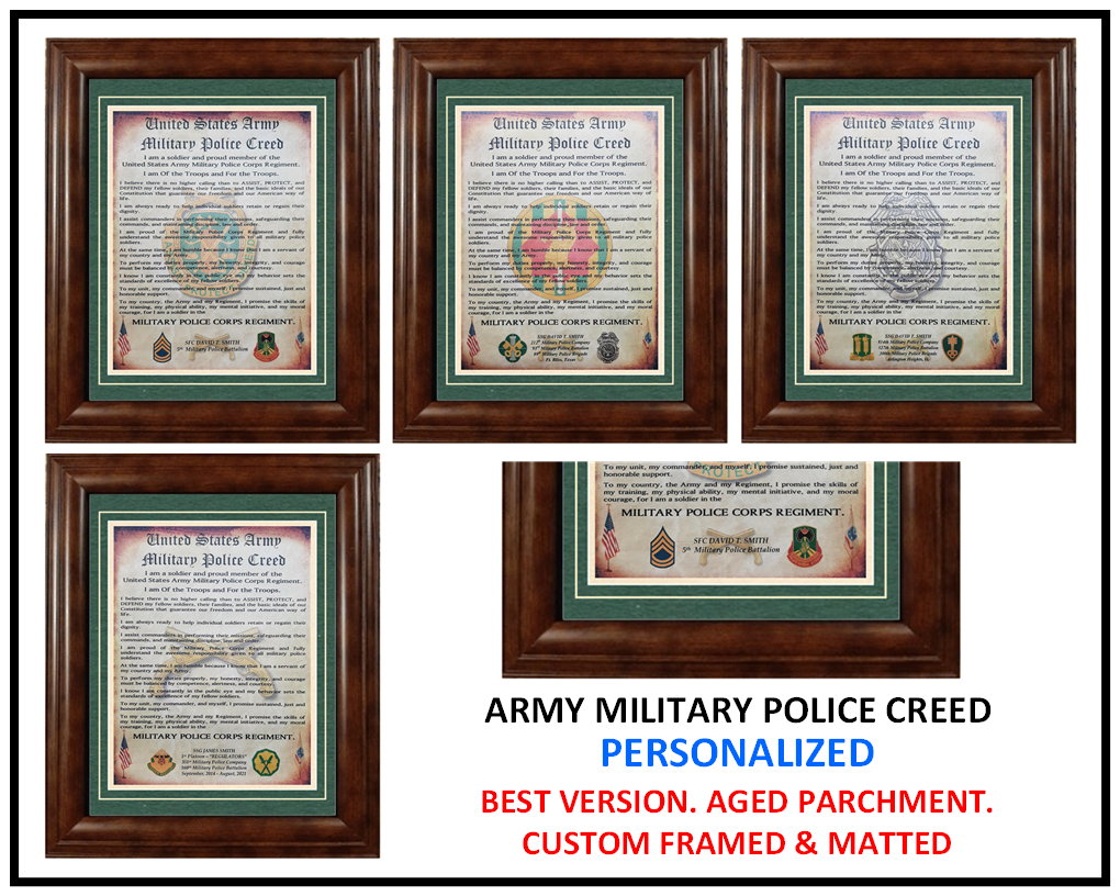 MC-NICE: ARMY Military Police MP Creed ALL UNITS PERSONALIZED