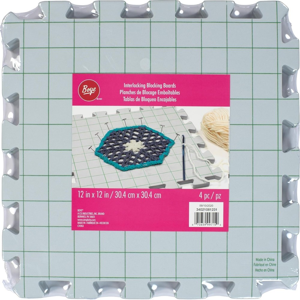Interlocking Needlepoint, Knitting, and Crochet Blocking Boards, 12 x 12, White