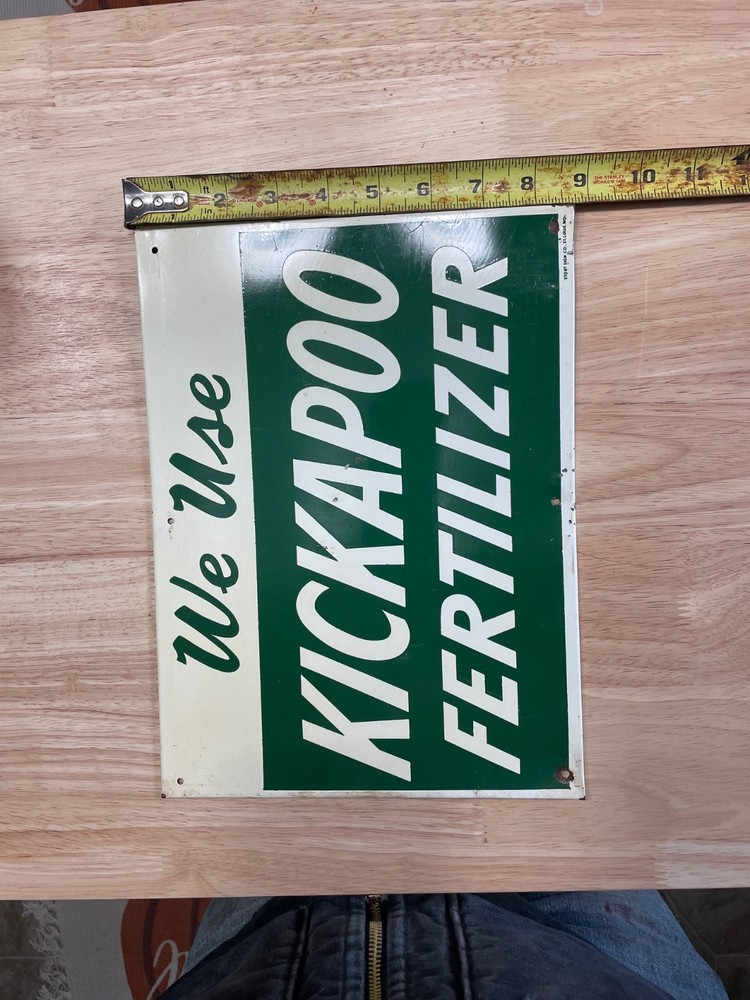 Vintage Kickapoo Fertilizer tin sign Authentic real genuine original