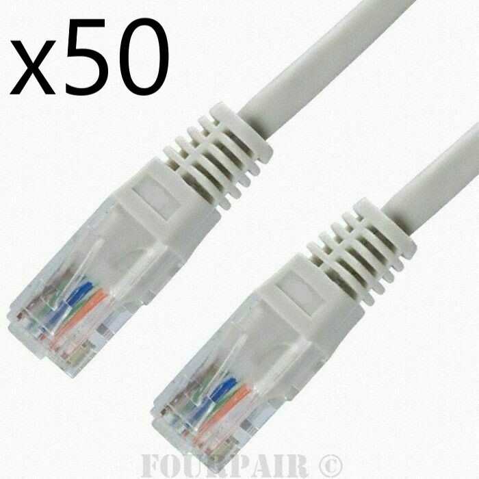 50 Pack Lot - 25ft CAT5e Ethernet Network LAN Router Patch Cable Cord Wire White