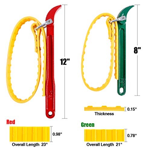 Swpeet 2 Pack Multi-Purpose Adjustable Belt Strap Wrench 12"(300mm) and