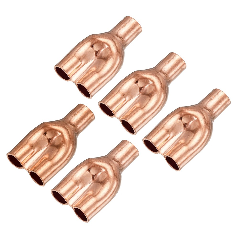 Tee Y Type Copper Fitting Welding Joint Split for Refrigeration System,5pack