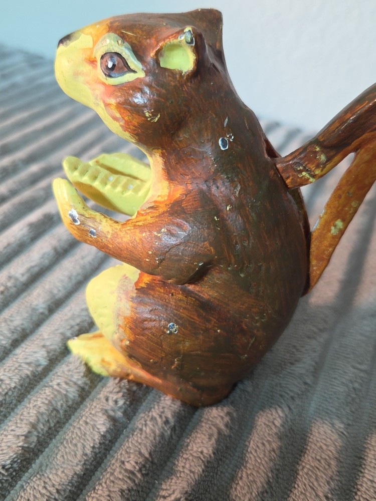 Hand Painted Cast Iron Squirrel Nutcracker Jaw Nut Cracker Heavy