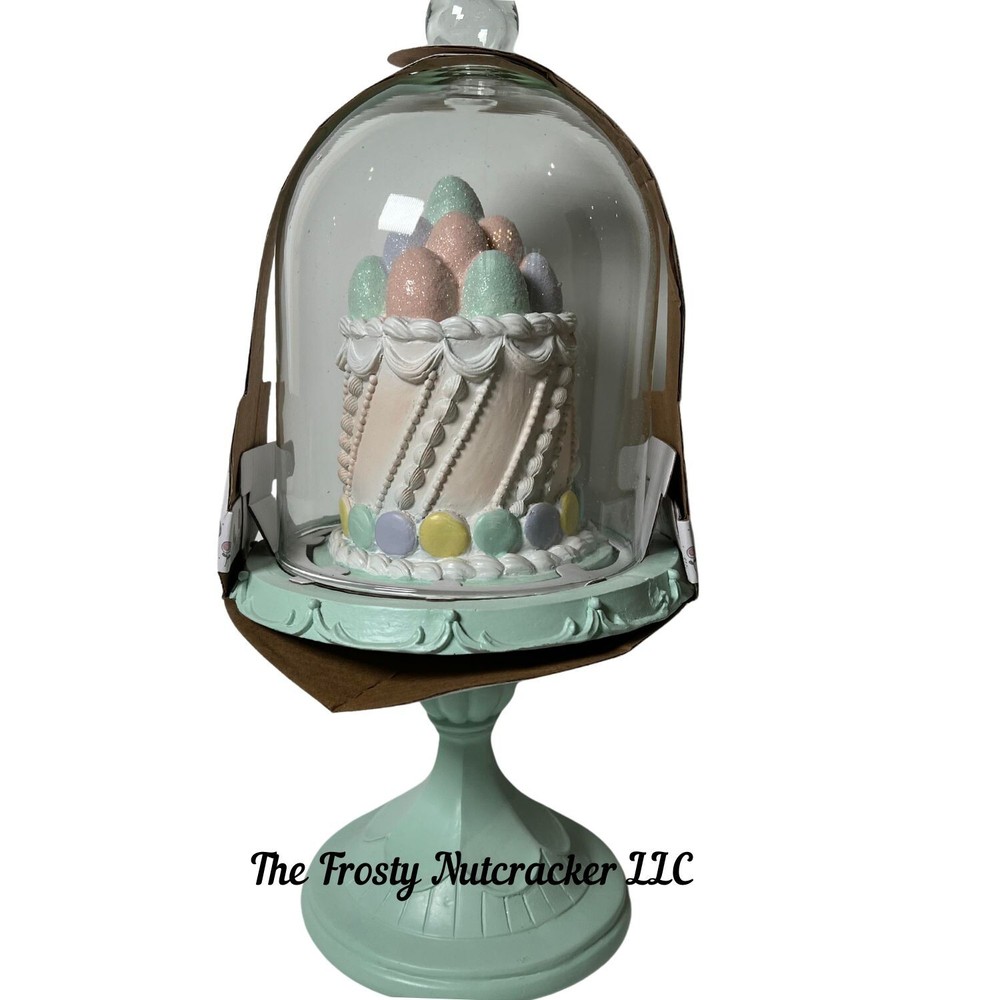Bunny Boulevard EASTER eggs with macaroon cake on Pastel Mint tray Table Decor