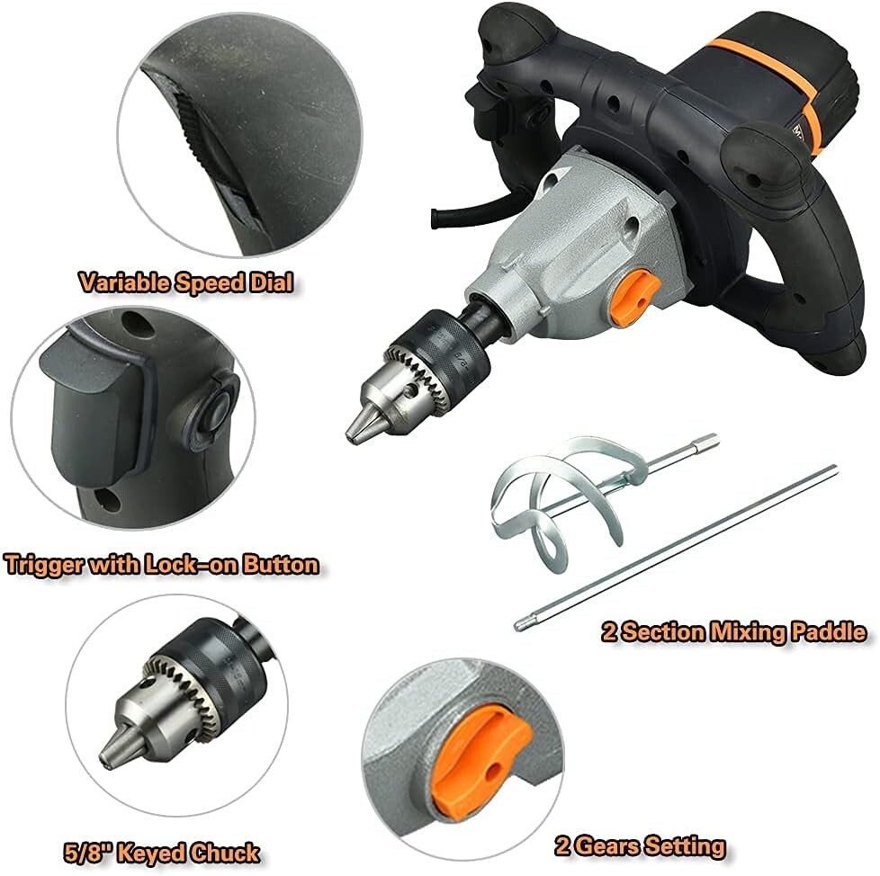 User-Friendly Concrete Mixer w/Variable Speed & Durable Construction - 13A Motor