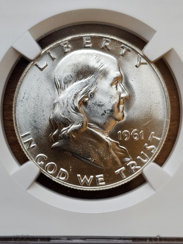 1961 D FRANKLIN SILVER HALF DOLLAR NGC MS65