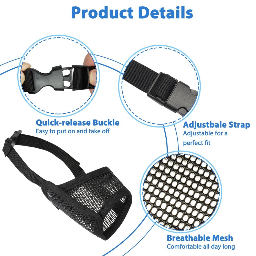 Dog Muzzle Suits for Small Medium Large Dogs Mesh Muzzle Pack for Dogs Anti B...