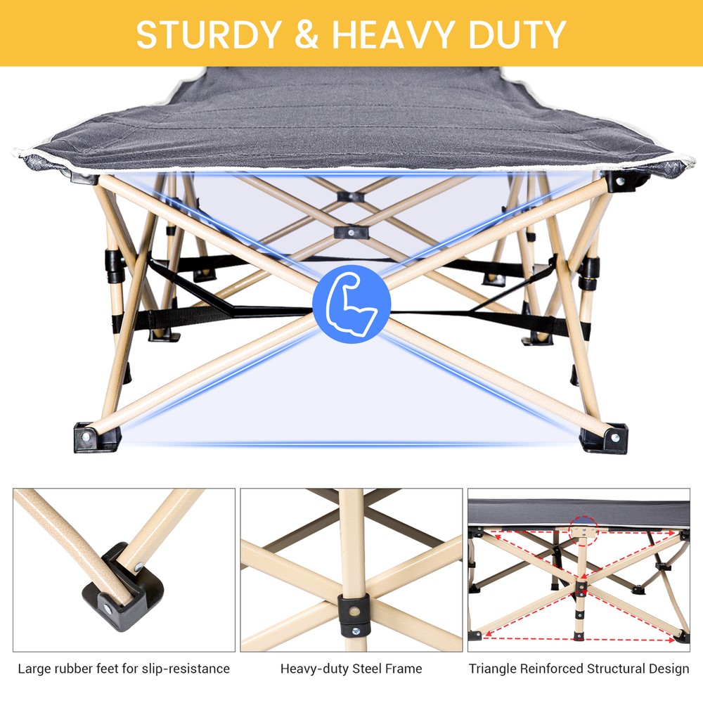 Folding Bed Camping Cot, Portable Folding Bed Suitable Camping Cot, Grey