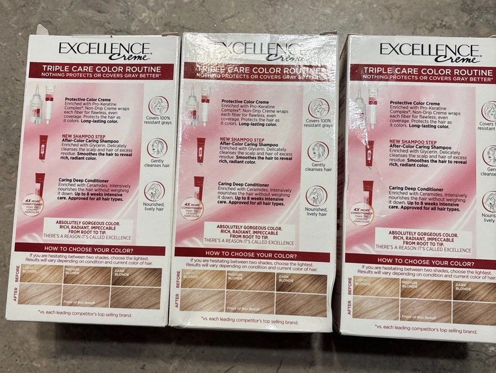 *3 Pack* L'Oreal 9A Excellence Creme Permanent Color Light Ash Blonde
