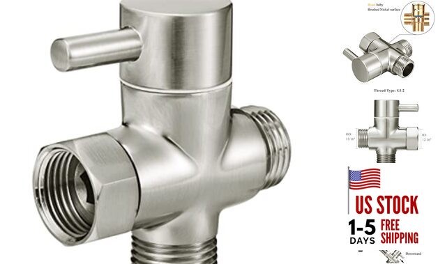 Solid Brass 3-way G1/2 Shower Diverter () Brushed Nickel