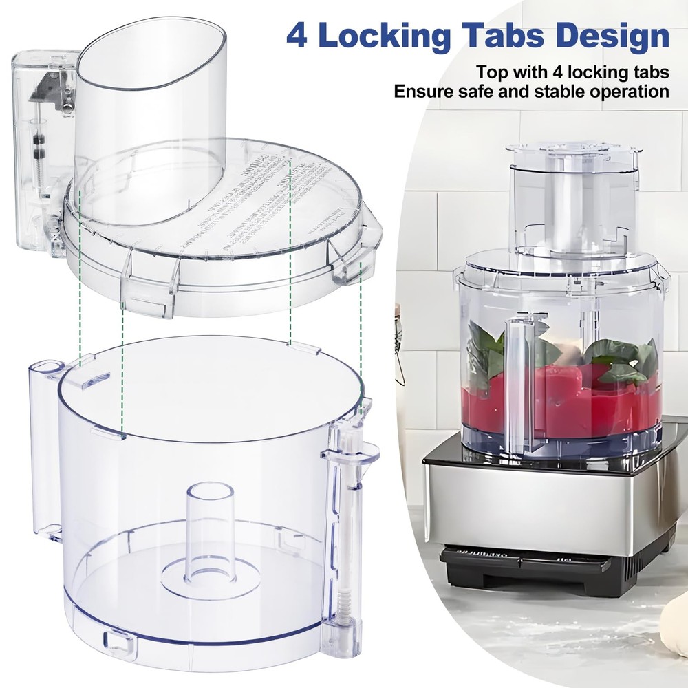 4 Locking Tabs DFP-14NWBCT1 Replacement Clear Food Processor Work Bowl Cover,...