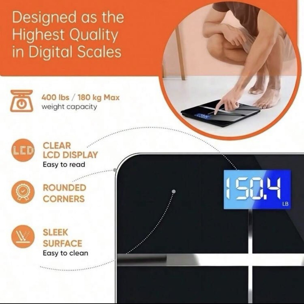 Multi-Function Smart Body Fat and Weight Scale Bathroom Digital Scale with Timer