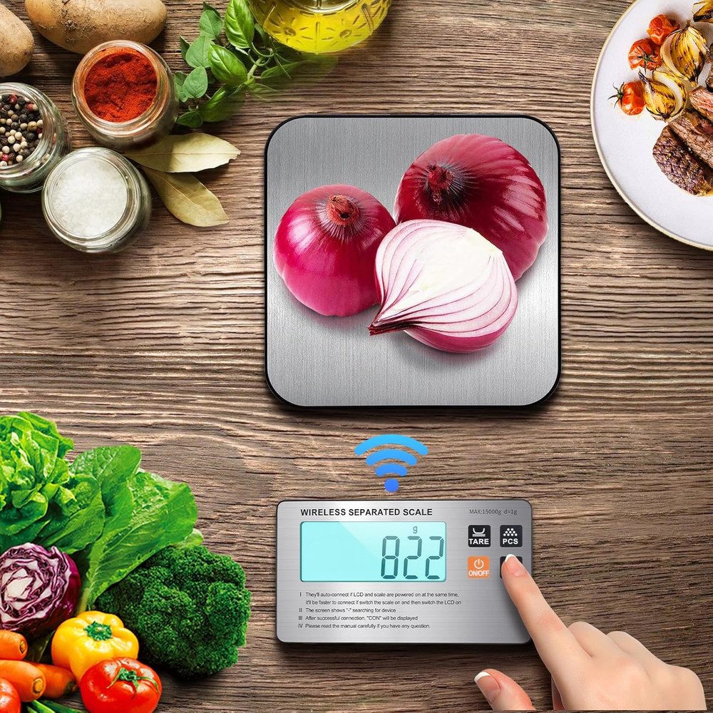 Wireless Digital Kitchen Scale, 33lb Split Design with LCD Display