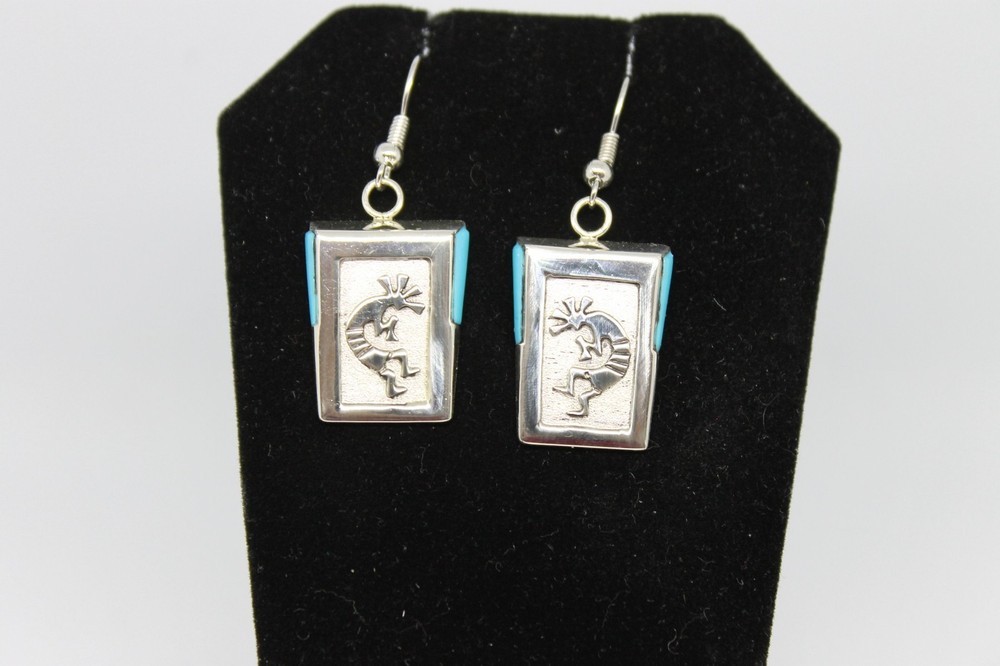 Sterling Silver and Turquoise Kokopelli Earrings