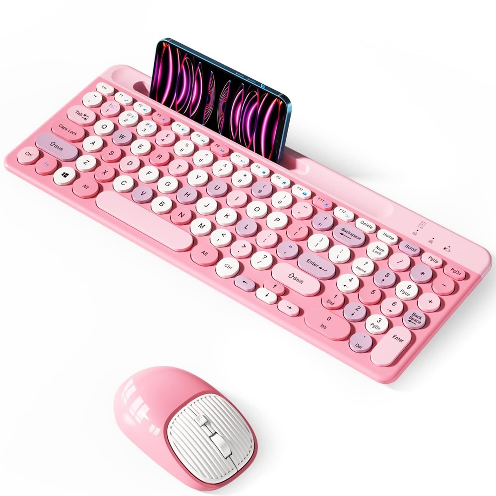 Wireless Multi-Device Bluetooth Keyboard, Ergonomic Rechargeable Combo