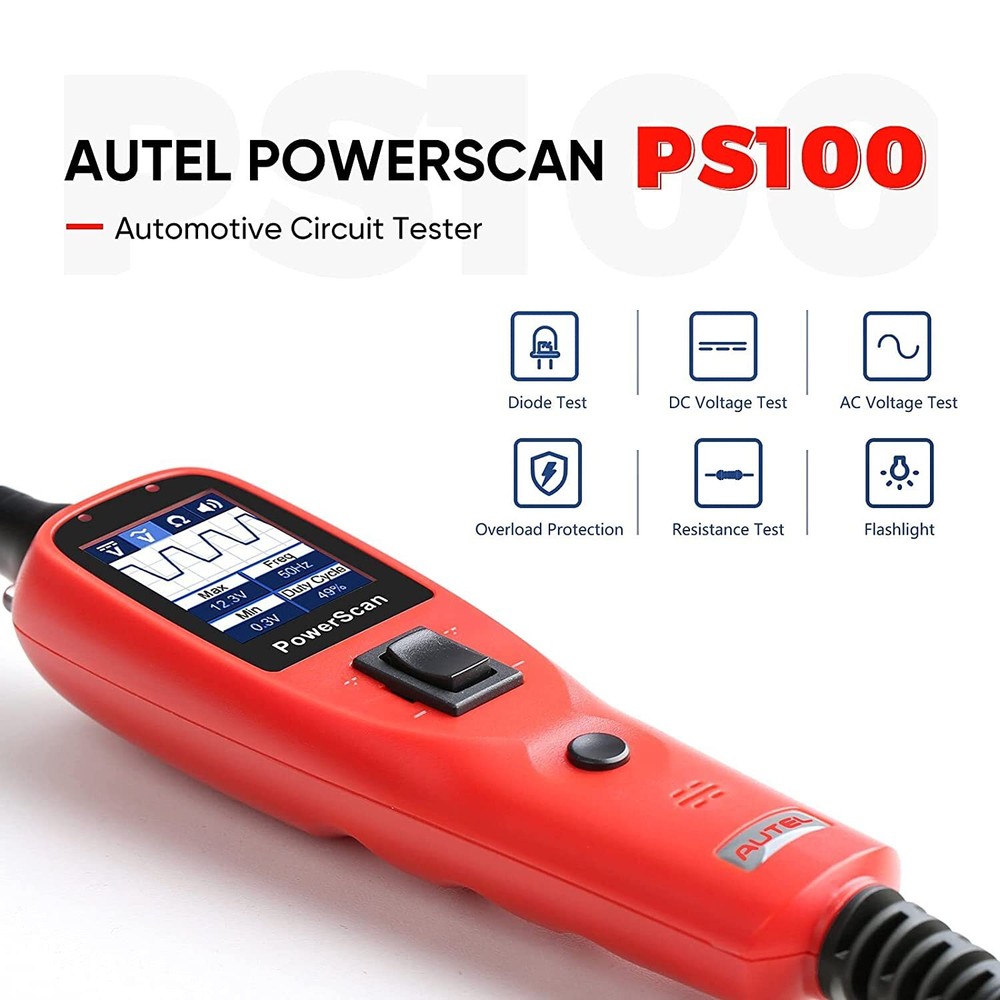 Autel PowerScan PS100 Diagnostic Tool Electrical System 12/24V Circuit Test Lead