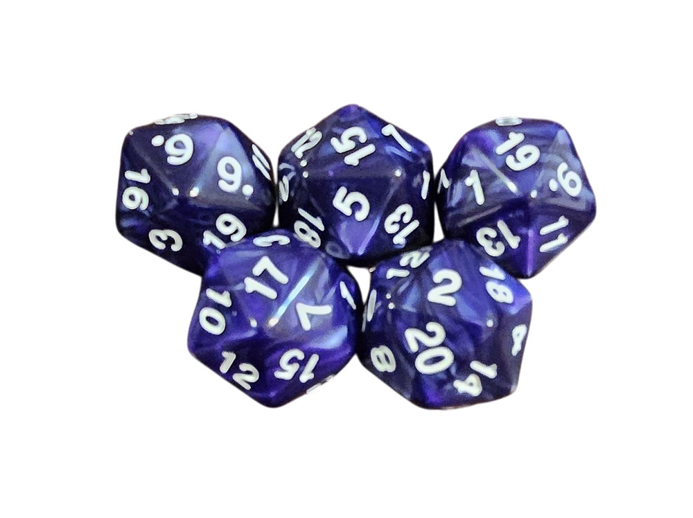 5 pcs DND Polyhedral D20 Dice - New - Blue