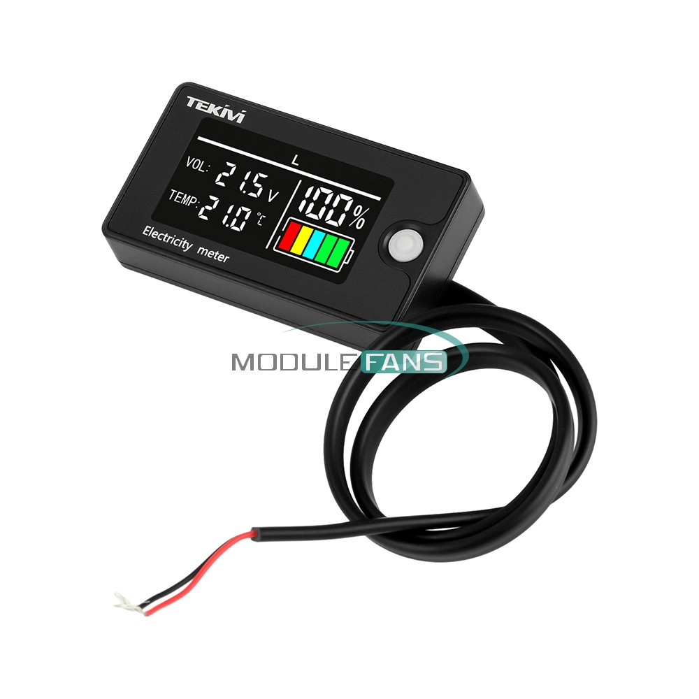 DC8-100V LCD Digital Battery Capacity Indicator Voltmeter w/ Temperature Display