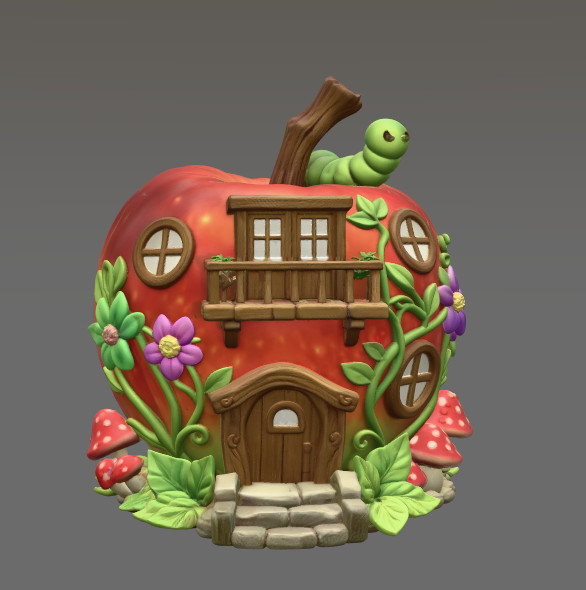 Enchanted Apple Cottage STL File 3D Printable