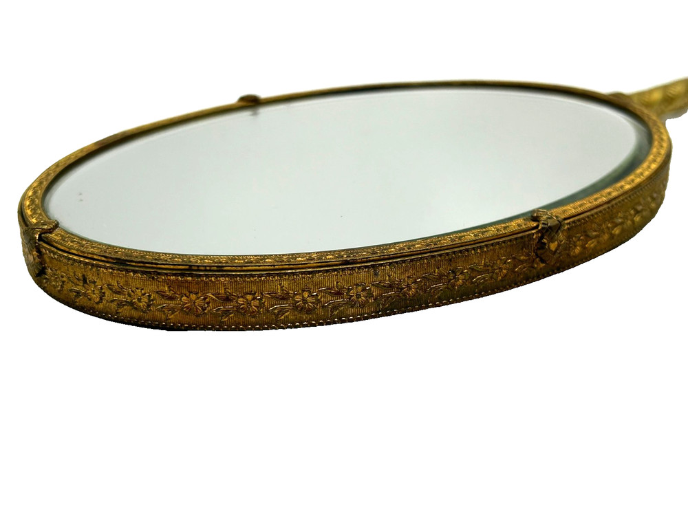Antique Brass Handheld Vanity Mirror
