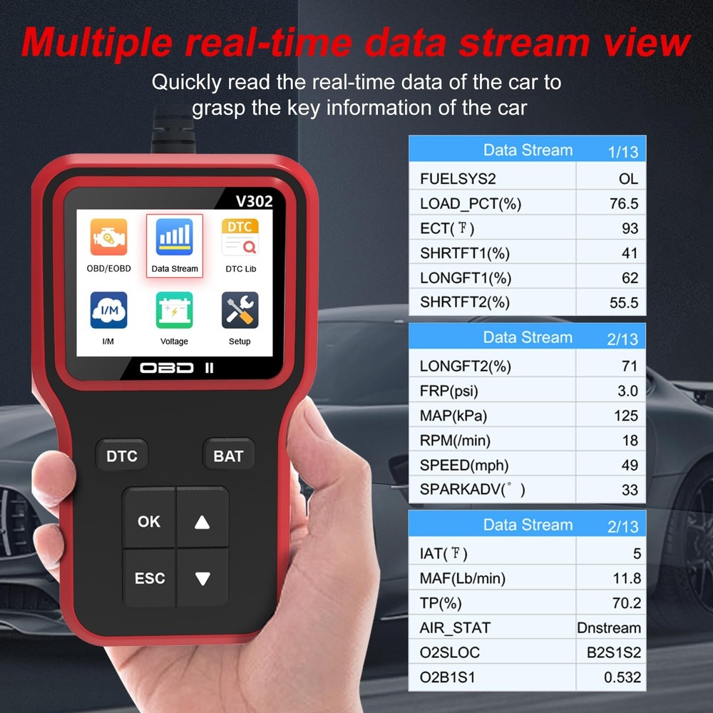 OBD2 Scanner Car Code Reader Diagnostic Tool EOBD Check Engine Light Live Data